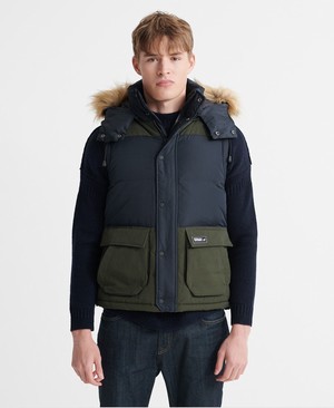 Superdry Rookie Colour Block Down Gilet Férfi Kabát Sötétkék | ERCYK6124